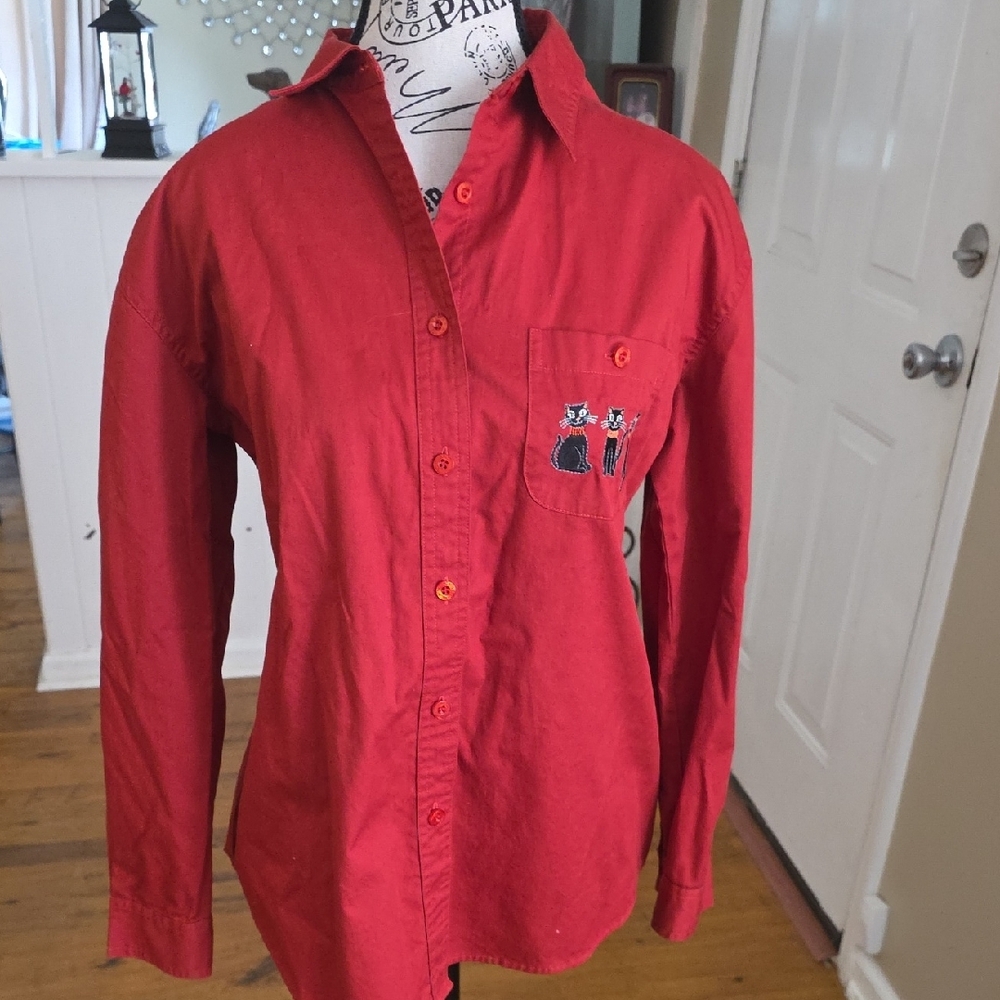Mountain Lake Red Cotton Shirt with Navy Label - Picture 3 of 5